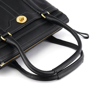 Coach 11047 Black Leather Turnlock Tote Bag