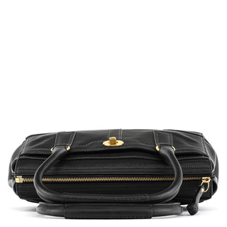 Coach 11047 Black Leather Turnlock Tote Bag