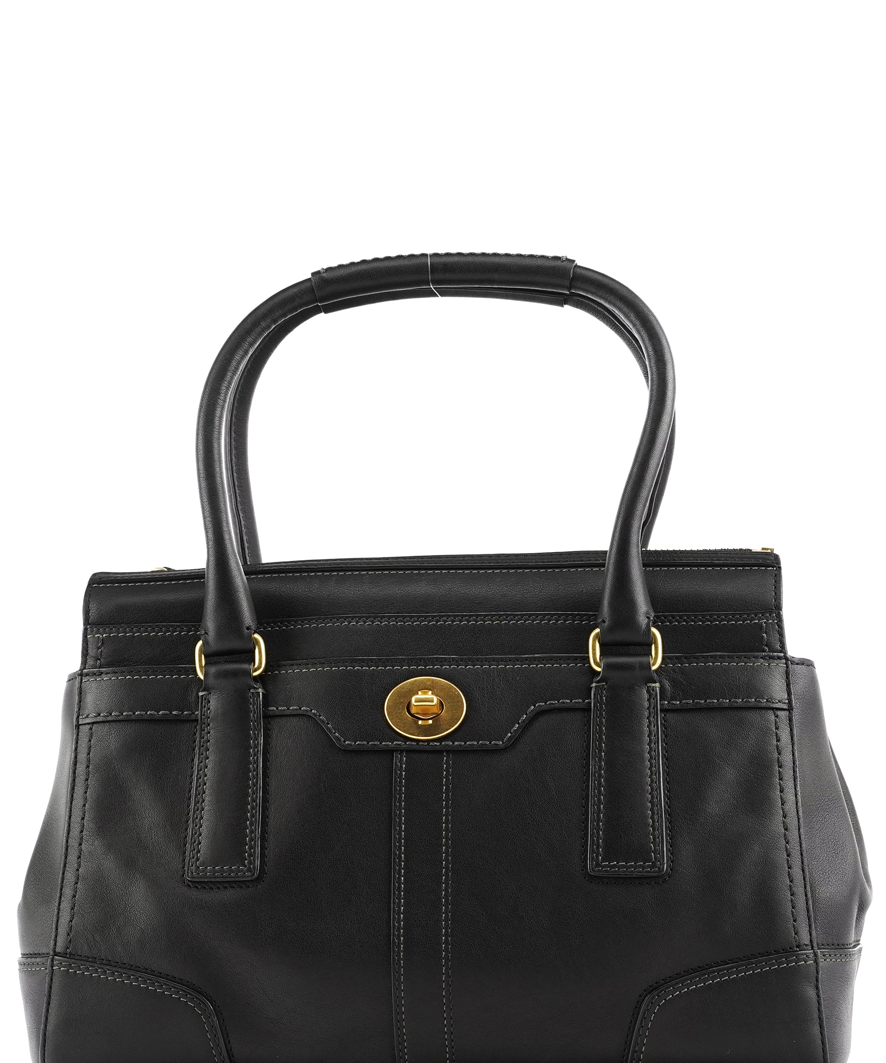Coach 11047 Black Leather Turnlock Tote Bag
