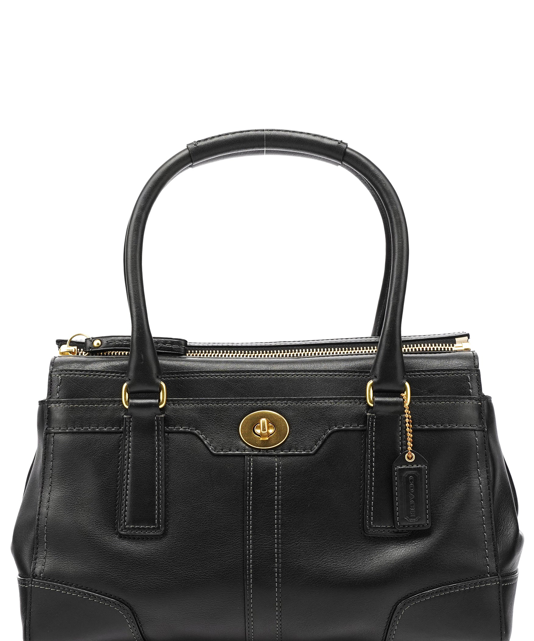 Coach 11047 Black Leather Turnlock Tote Bag