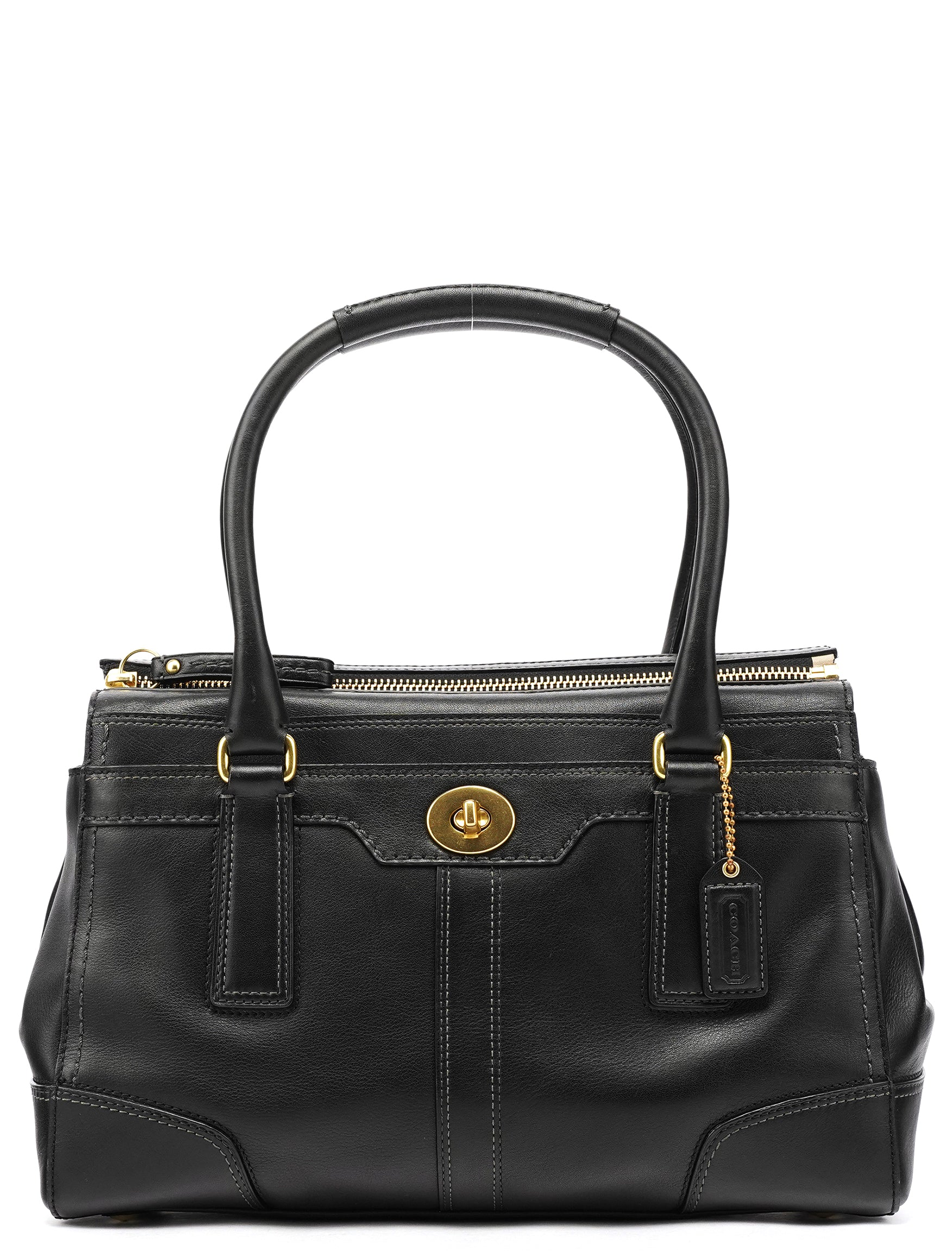 Coach 11047 Black Leather Turnlock Tote Bag