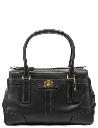 Coach 11047 Black Leather Turnlock Tote Bag