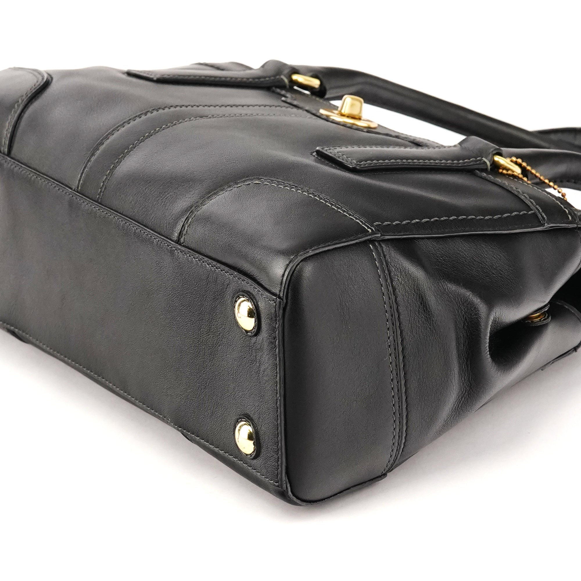 Coach 11047 Black Leather Turnlock Tote Bag