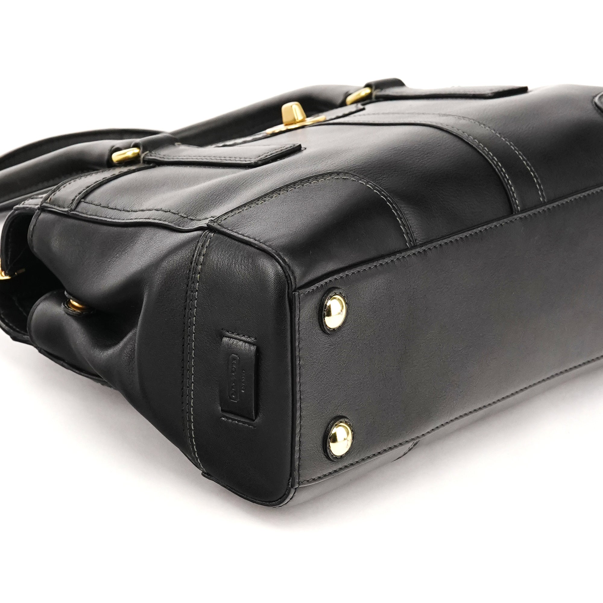 Coach 11047 Black Leather Turnlock Tote Bag