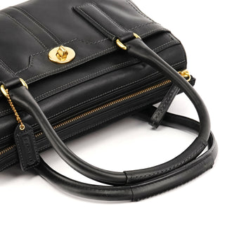 Coach 11047 Black Leather Turnlock Tote Bag