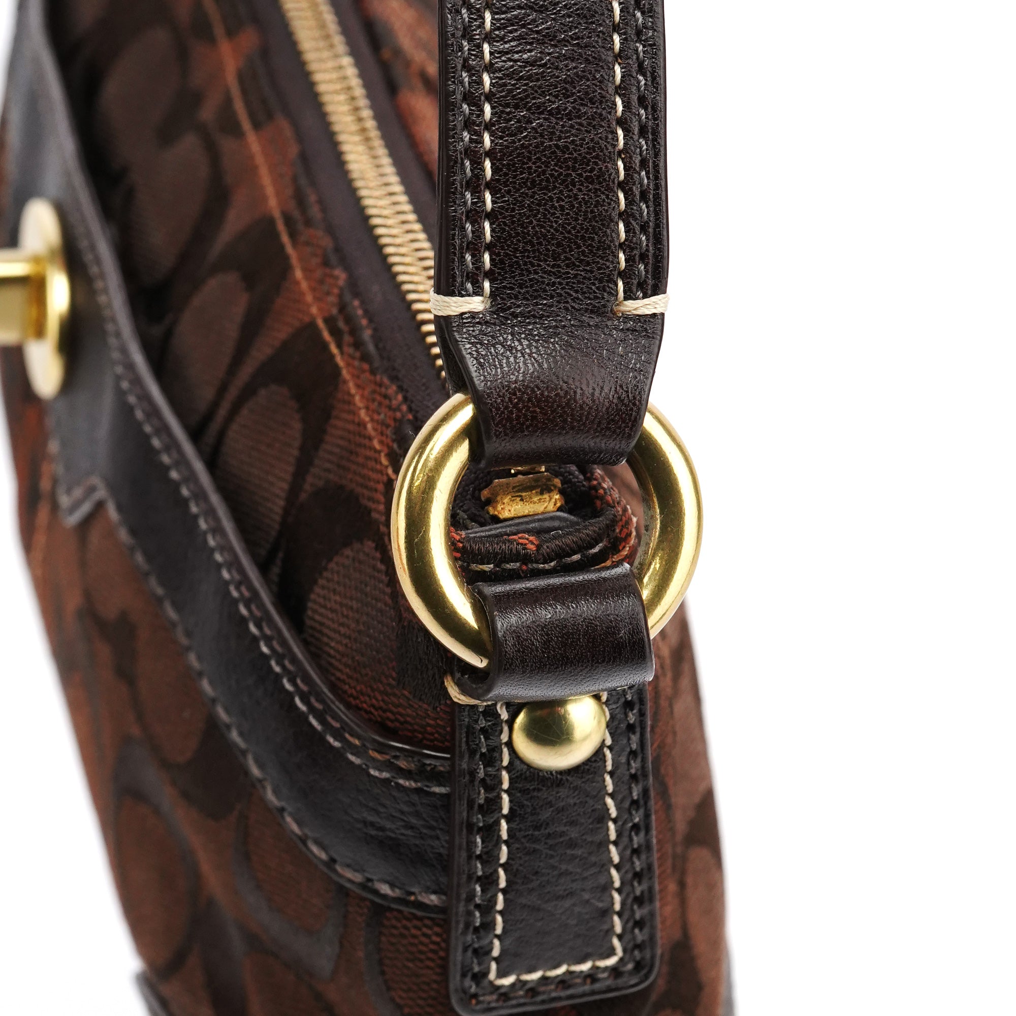 Coach 11057 Brown Signature Turnlock Shoulder Bag