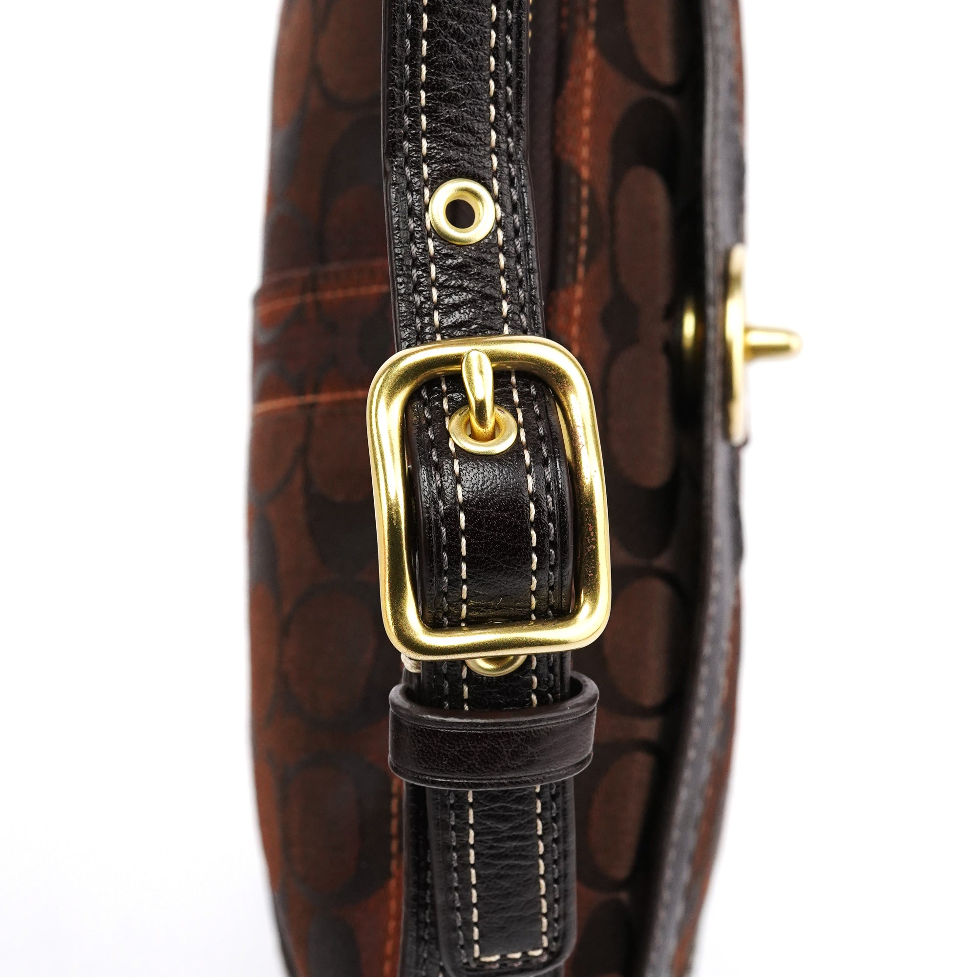 Coach 11057 Brown Signature Turnlock Shoulder Bag