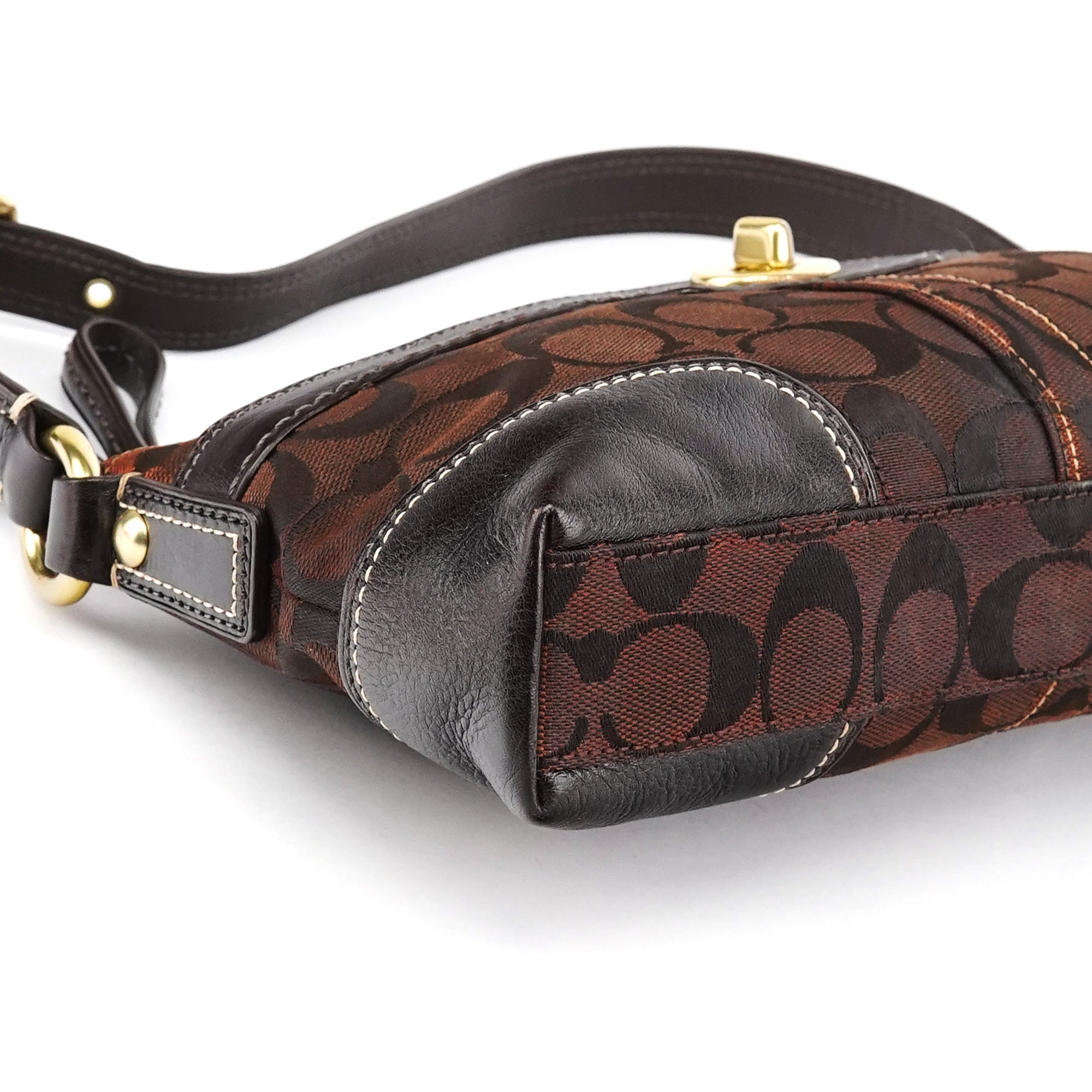 Coach 11057 Brown Signature Turnlock Shoulder Bag