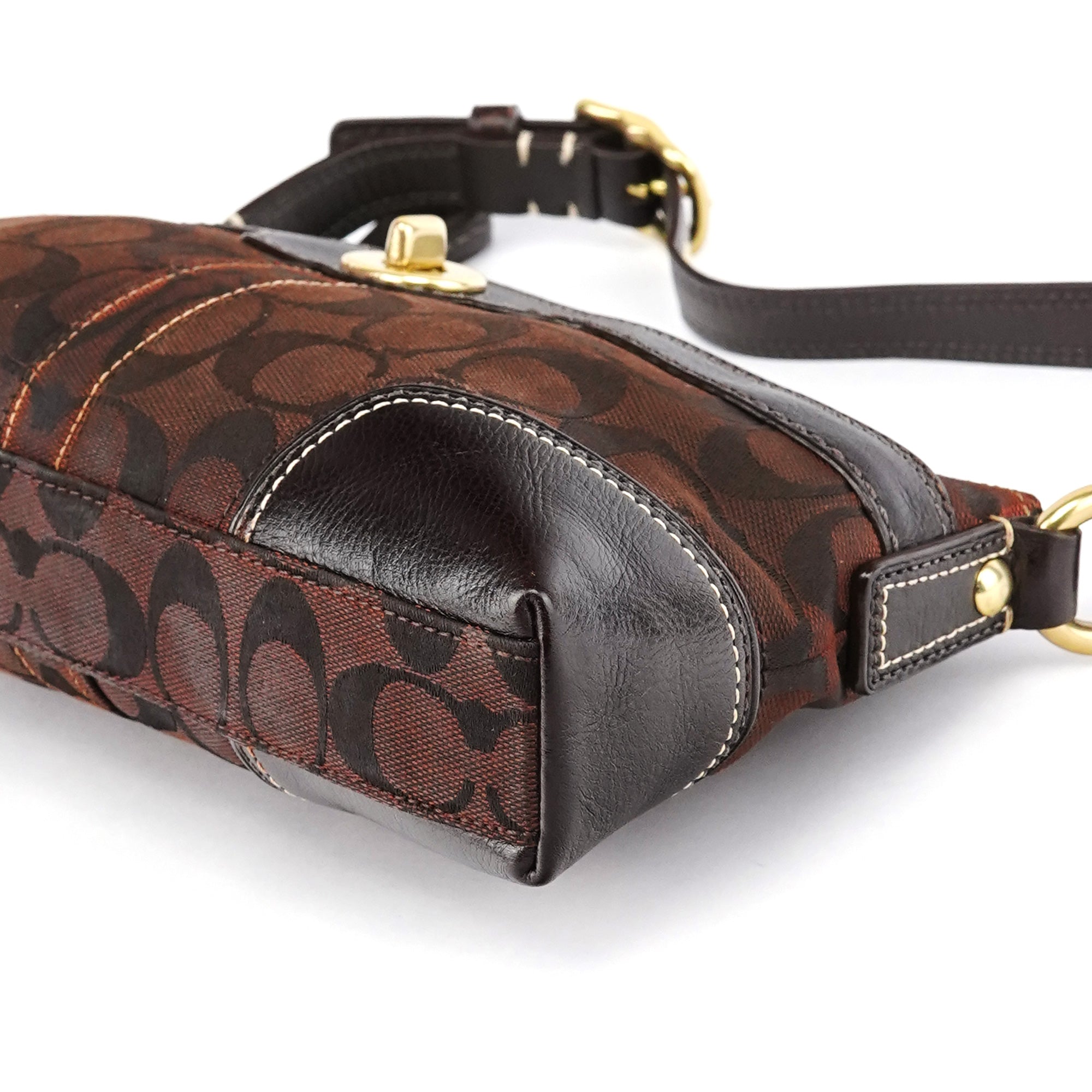 Coach 11057 Brown Signature Turnlock Shoulder Bag
