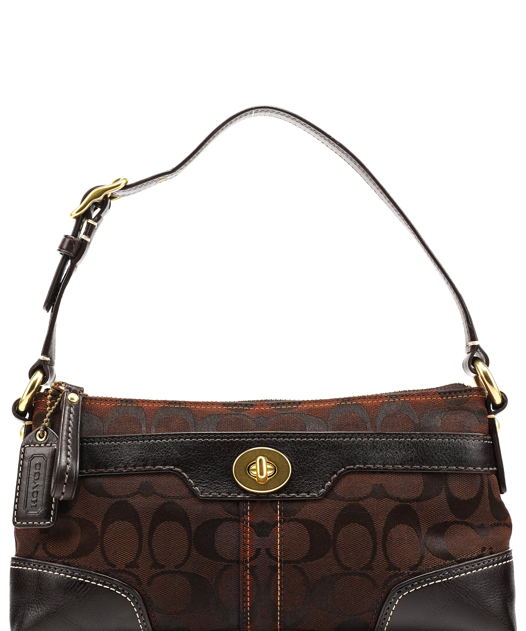 Coach 11057 Brown Signature Turnlock Shoulder Bag