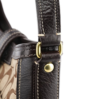 Coach 11058 Beige Brown Signature Hamptons Shoulder Bag