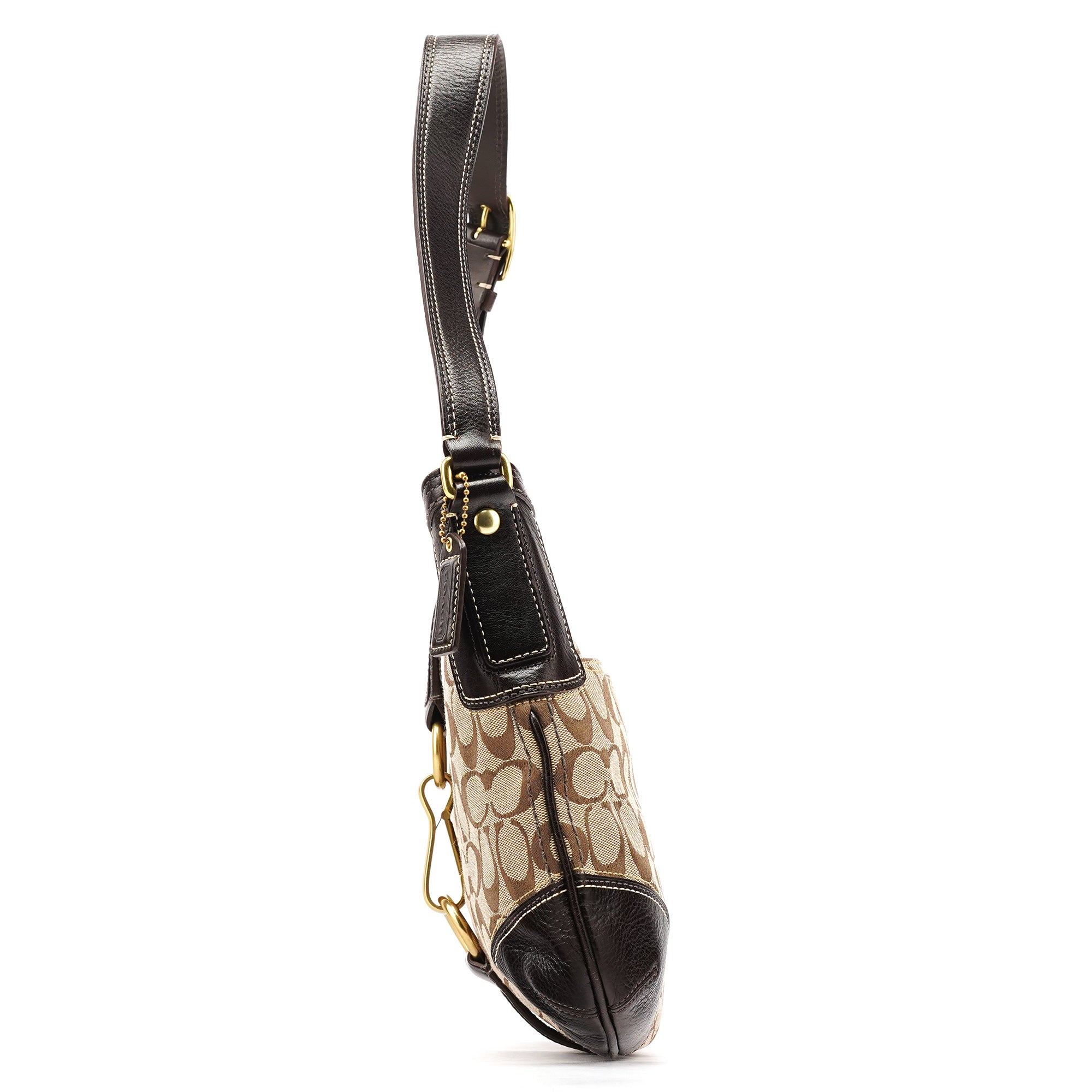 Coach 11058 Sac porté épaule Hamptons en toile Signature beige et marron