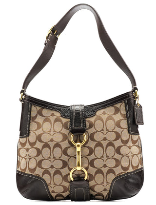 Coach 11058 Beige Brown Signature Hamptons Shoulder Bag
