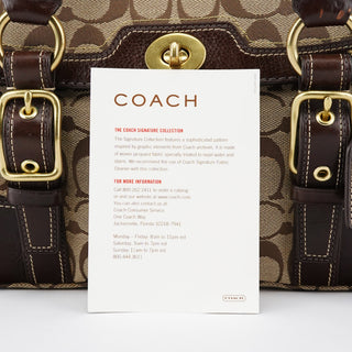 Coach 11060 Beige Brown Signature Turnlock Tote Bag