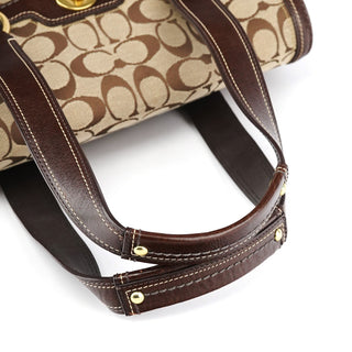 Coach 11060 Beige Brown Signature Turnlock Tote Bag