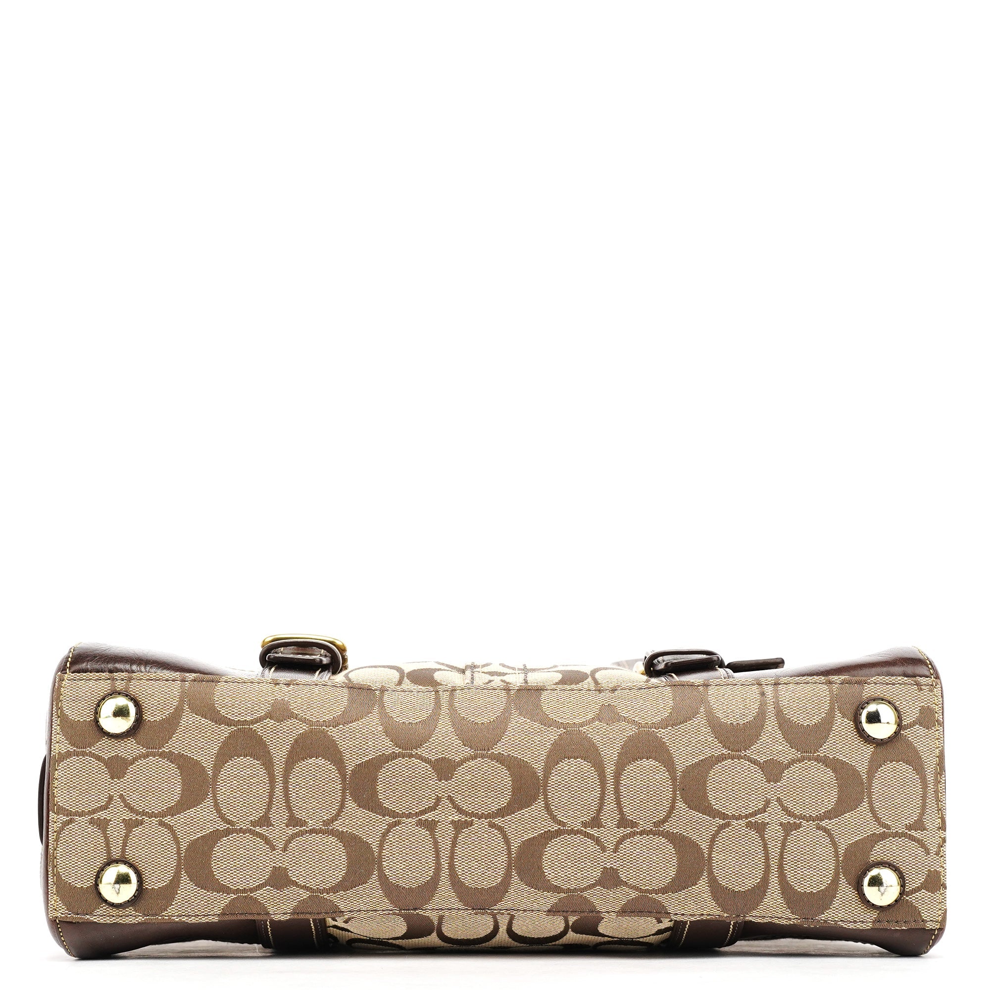 Coach 11060 Beige Brown Signature Turnlock Tote Bag – Rediscover