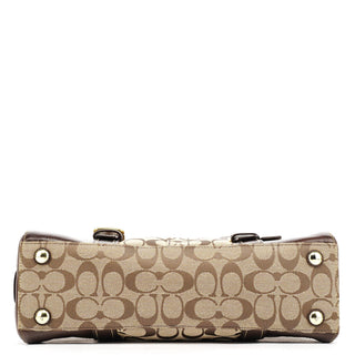 Coach 11060 Beige Brown Signature Turnlock Tote Bag