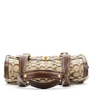Coach 11060 Beige Brown Signature Turnlock Tote Bag