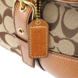 Coach 11060 Beige Signature Turnlock Tote Bag