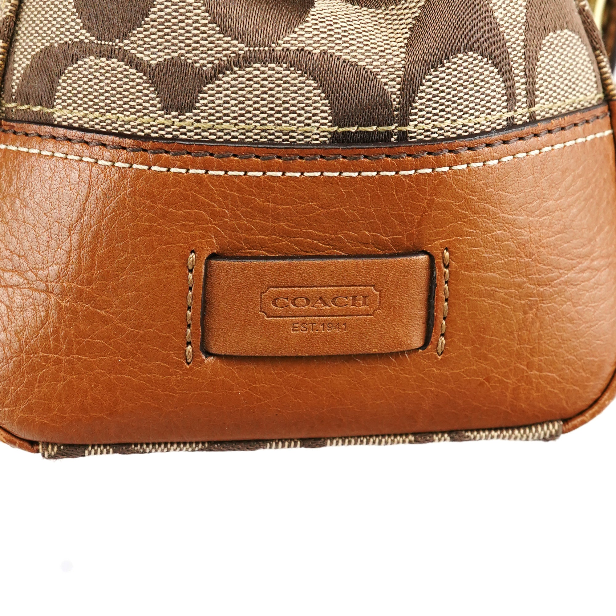 Coach 11060 Beige Signature Turnlock Tote Bag
