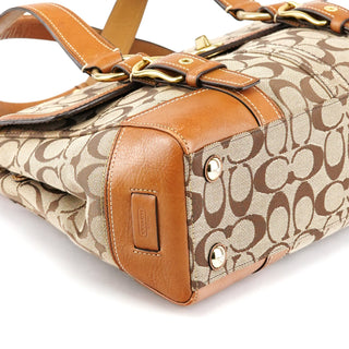 Coach 11060 Beige Signature Turnlock Tote Bag
