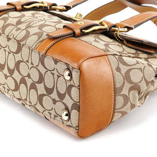 Coach 11060 Beige Signature Turnlock Tote Bag