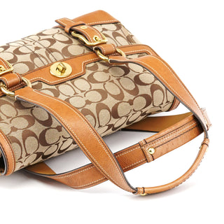 Coach 11060 Beige Signature Turnlock Tote Bag