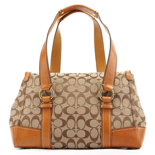 Coach 11060 Beige Signature Turnlock Tote Bag