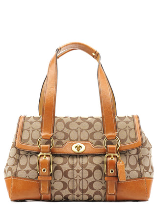Coach 11060 Beige Signature Turnlock Tote Bag