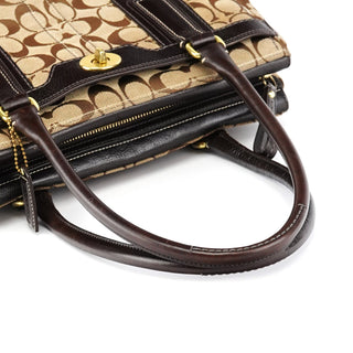 Coach 11062 Beige Brown Turnlock Tote Bag