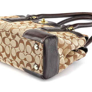 Coach 11062 Beige Brown Turnlock Tote Bag