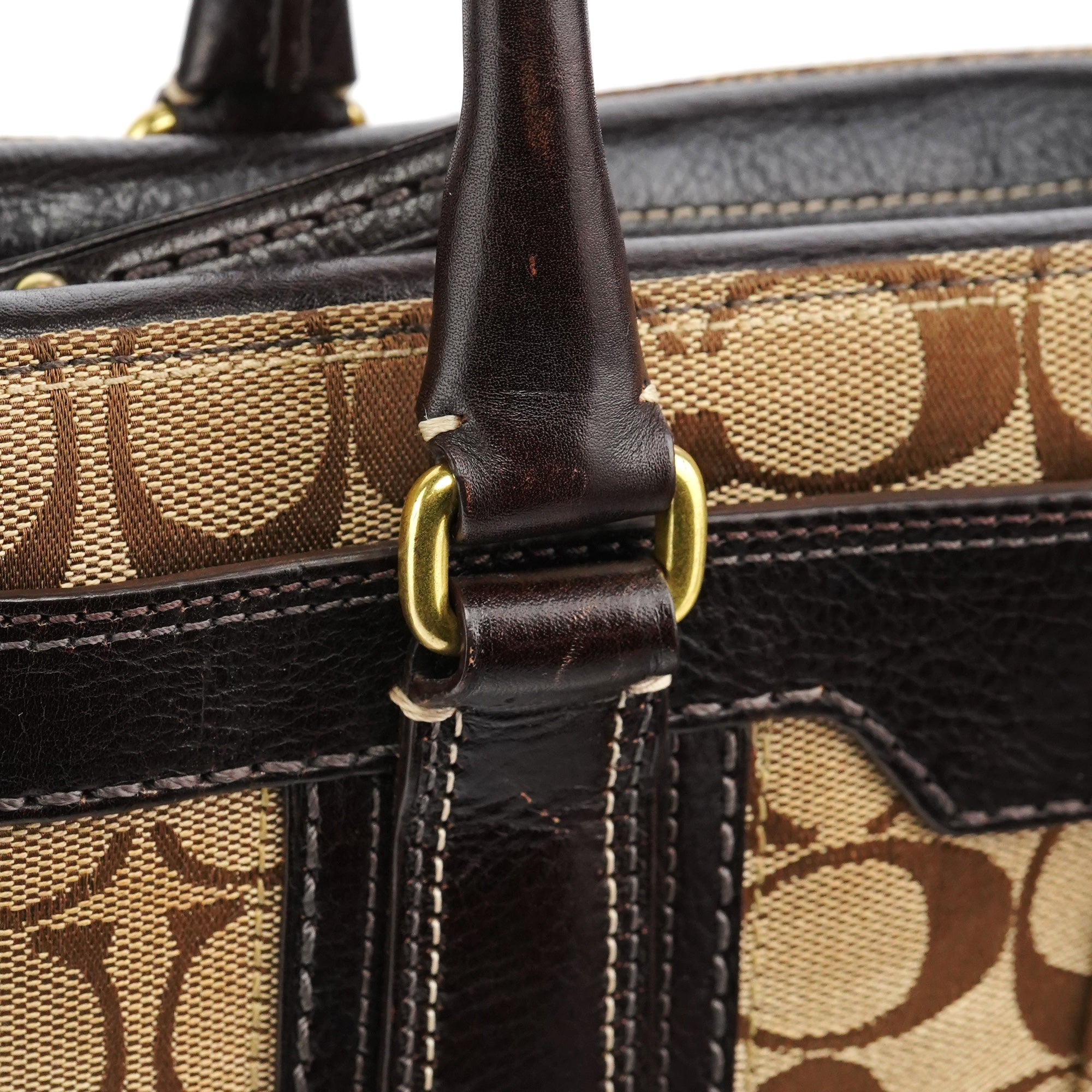 Coach 11062 Sac cabas à fermoir tournant en toile Signature beige et marron