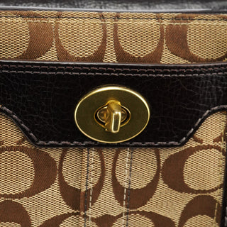 Coach 11062 Beige Brown Turnlock Tote Bag