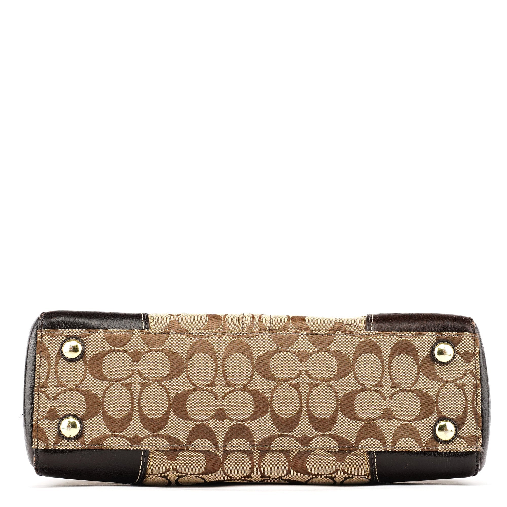 Coach 11062 Sac cabas à fermoir tournant en toile Signature beige et marron