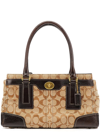 Coach 11062 Beige Brown Turnlock Tote Bag