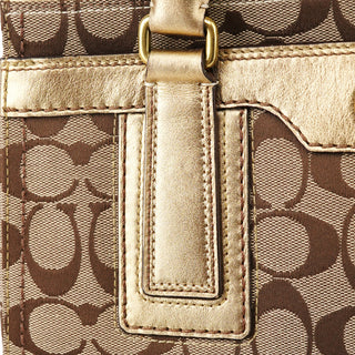 Coach 11062 Beige Gold Signature Turnlock Tote Bag