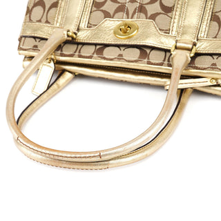 Coach 11062 Beige Gold Turnlock Tote Bag