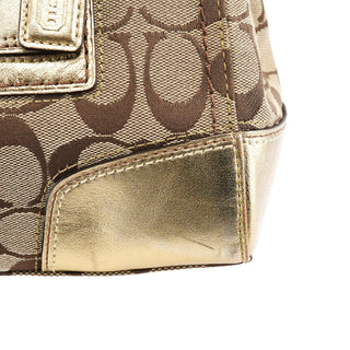 Coach 11062 Beige Gold Turnlock Tote Bag