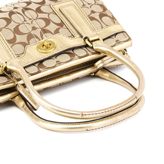 Coach 11062 Beige Gold Turnlock Tote Bag