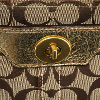 Coach 11062 Beige Gold Turnlock Tote Bag