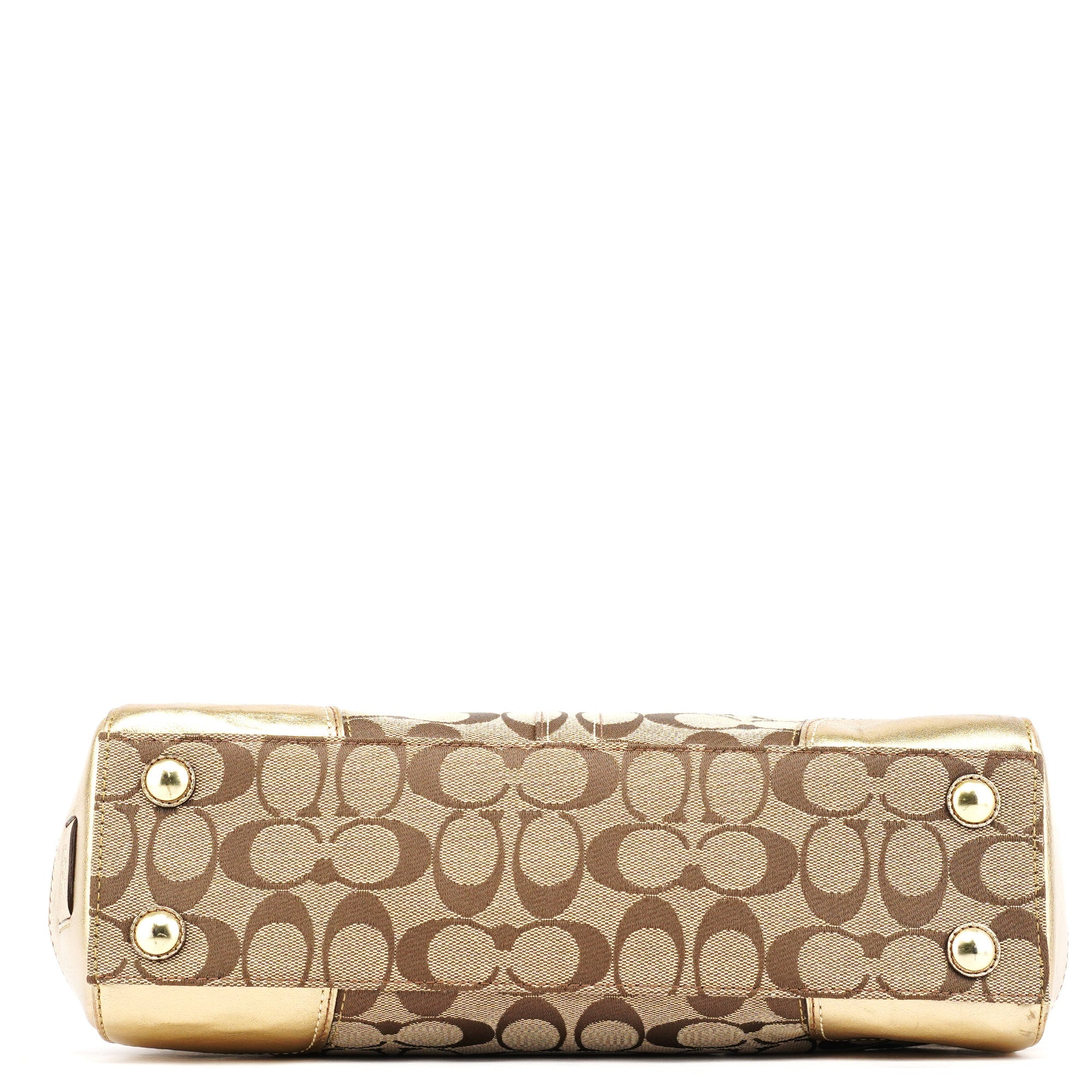 Coach 11062 Sac cabas à fermoir tournant beige et doré