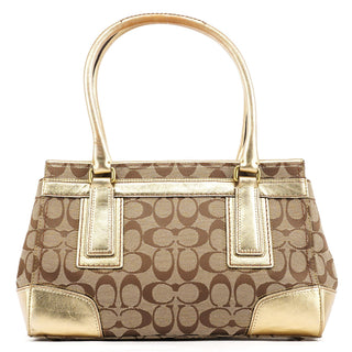 Coach 11062 Beige Gold Turnlock Tote Bag