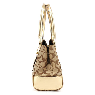 Coach 11062 Beige Gold Turnlock Tote Bag