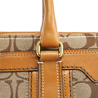 Coach 11062 Beige Signature Canvas Turnlock Tote Bag