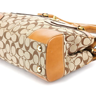 Coach 11062 Beige Signature Canvas Turnlock Tote Bag