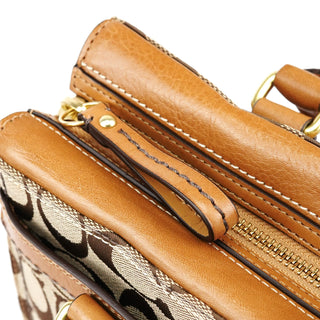 Coach 11062 Beige Signature Canvas Turnlock Tote Bag