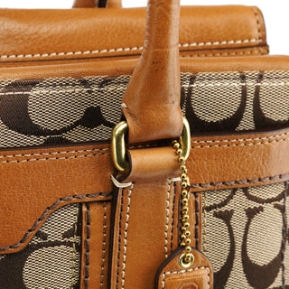 Coach 11062 Beige Signature Canvas Turnlock Tote Bag