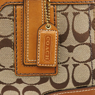 Coach 11062 Beige Signature Canvas Turnlock Tote Bag