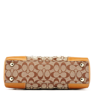 Coach 11062 Beige Signature Canvas Turnlock Tote Bag