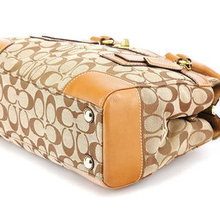Coach 11062 Beige Signature Canvas Turnlock Tote Bag